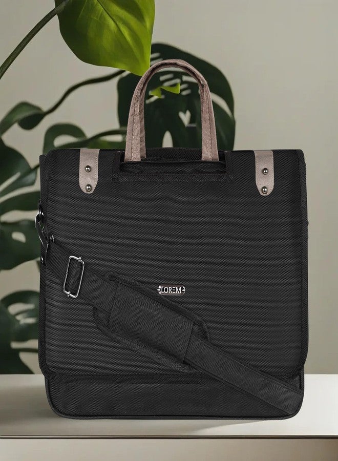 LOREM Black Color Linen fabric 10L Laptop Messenger Bag For Men New BG89 - Image 2